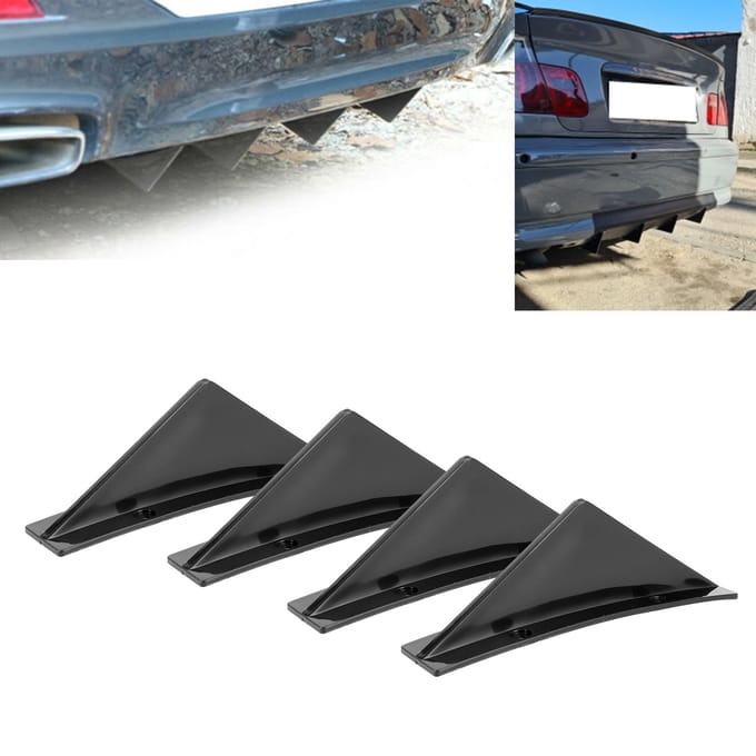 Glanzend Zwarte Haaienvin Achterbumper Diffuser Lip Spoiler Kit met Montageschroeven Universeel black
