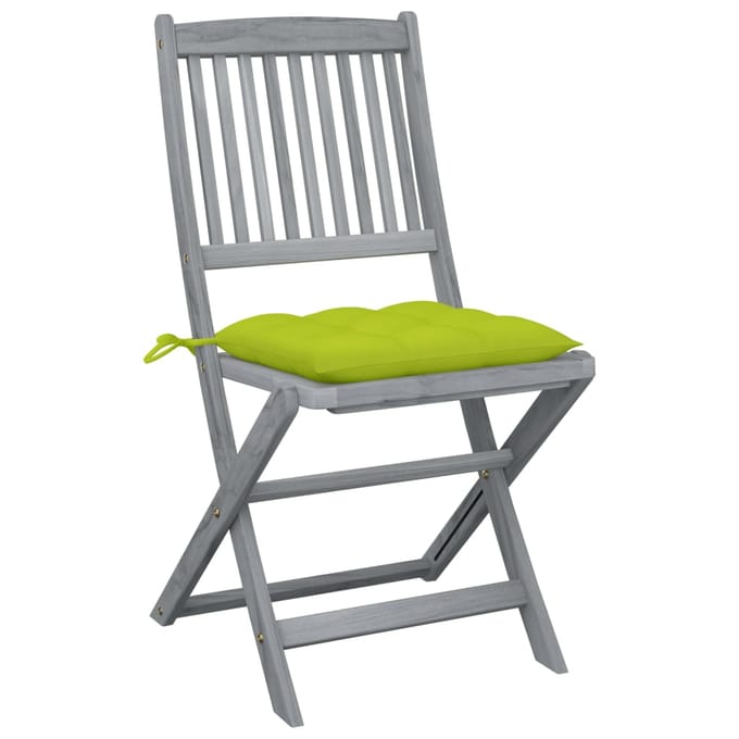vidaXL - Set - van - 2 - klapstoelen - met - kussens, - gemaakt - van - massief - acaciahout.