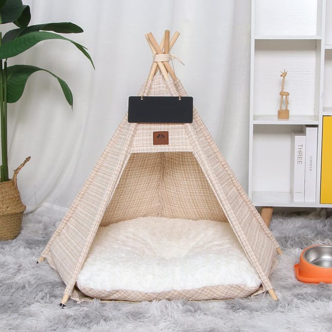 Chenil pour Chat, Tente pour Animaux Style Xiaoxiangfeng  Chenil pour Chiens de Petite et Moyenne Taille  Maisonnette Pliable L (60 × 60 × 70cm)
