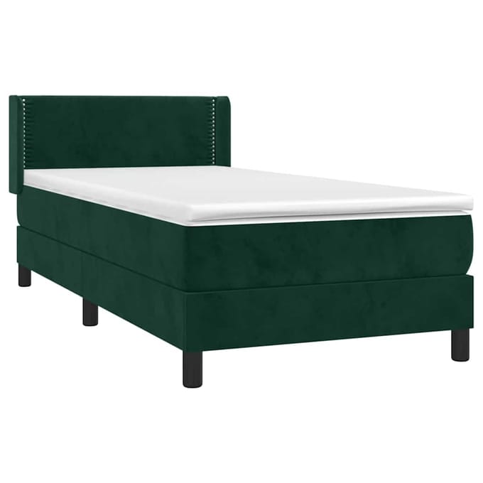 vidaXL - Boxspring - met - matras - fluweel - donkergroen - 100x200 - cm