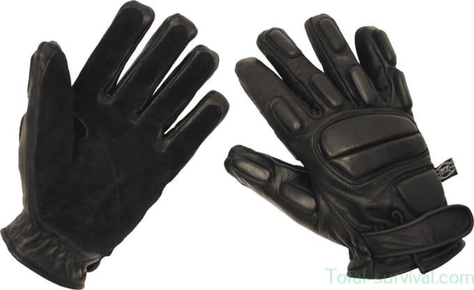 MFH leren handschoenen "Protect", snijwerend, zwart