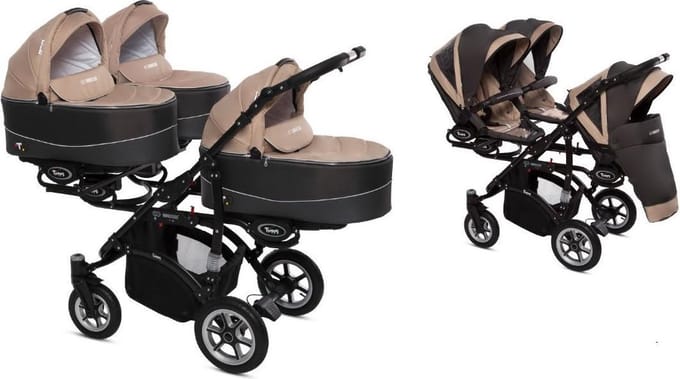 TRIPPY kinderwagen - triplets - 3 zits buggy 2 in 1 (levertijd 3 á 4 weken) Beige