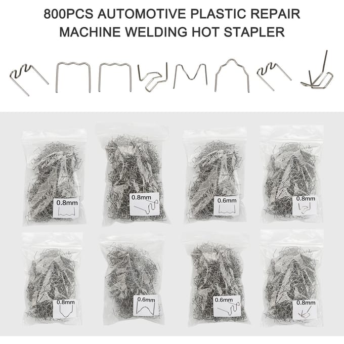 Machine de réparation du plastique automobile, agrafeuse à chaud pour soudage de toutes les voitures, 800 pièces argenté