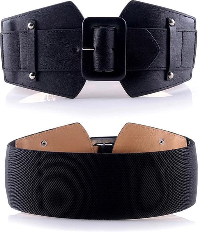 Amodi - Brede Vrouwen Riem - Elastische Damesriem - Stretch - Modern - Jurk - Jas - Vest - Tailleband - Mode - Zwart