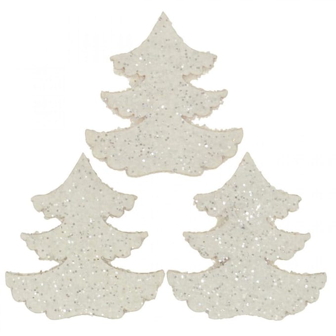 Strooidecoratie kerstboom wit glitter 4cm 72 st, 72 Stück