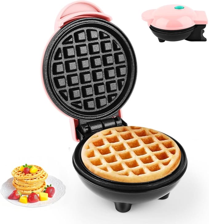 Mini Waffle Iron, Belgian Waffle Machine ø 10 cm,220 V | 350 W Small Waffle Maker Classic,Double Sided Heating