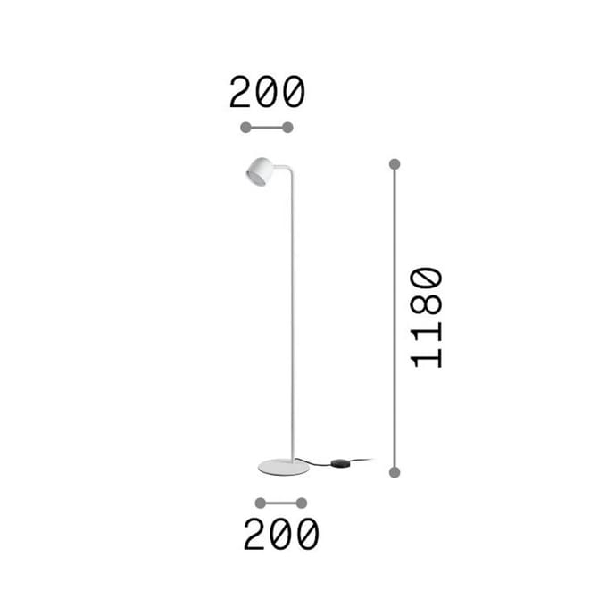 IDEAL LUX vloerlamp Dodo, wit, hoogte 118 cm, metaal, dimmer