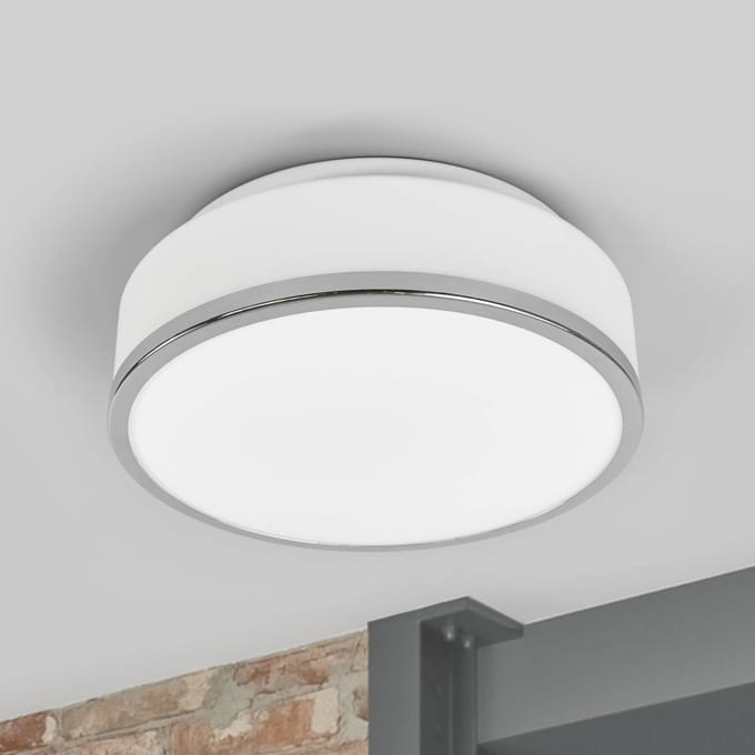 Searchlight Plafondlamp IP44, Ø 28cm, chroom