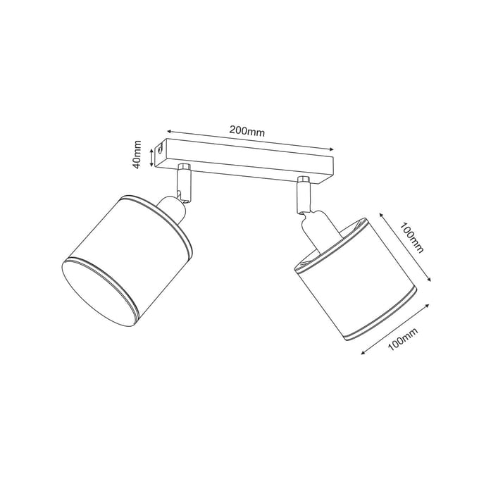 Luminex Plafondspot Adeline jute kappen 2-lamps lang