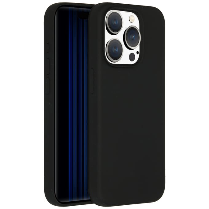 Accezz Hoesje - Geschikt voor Apple iPhone 15 Pro - Liquid Silicone Backcover - Zwart