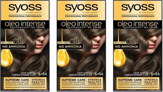 Syoss Oleo Intense - Haarverf - 5-54 - Licht Asbruin - 115ml x 3