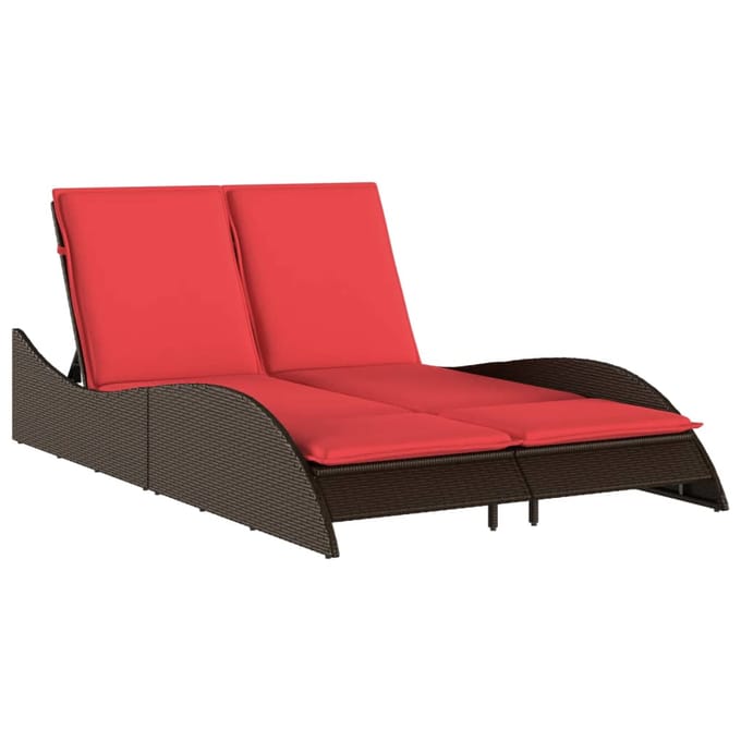 vidaXL - Ligbed - met - kussens - bruin - 114x205x73 - cm - poly - rattan
