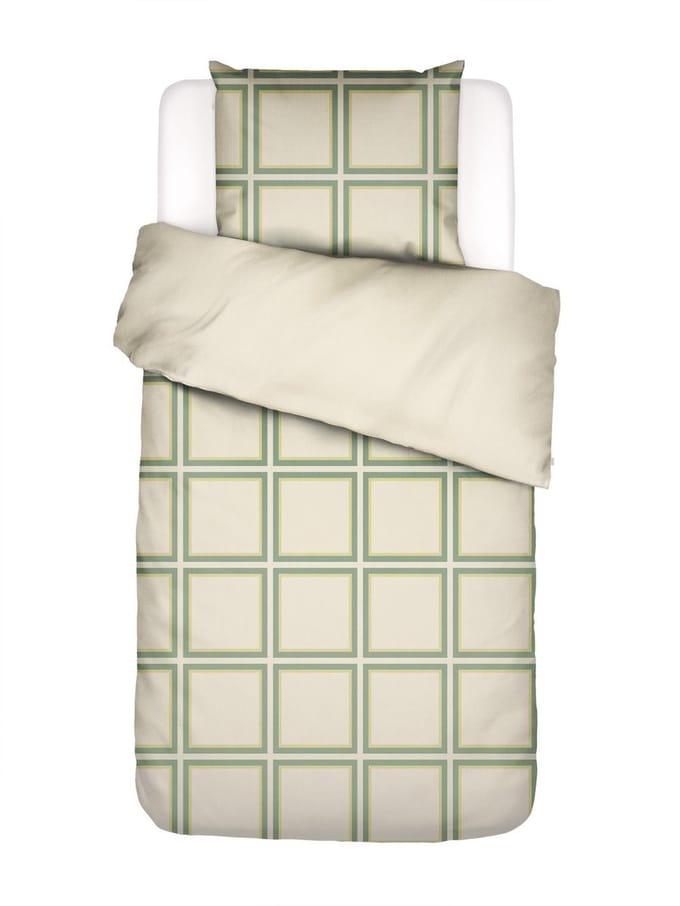 Essenza Luca Dekbedovertrek Katoensatijn Basil green - Eenpersoons – 140x200/220 cm