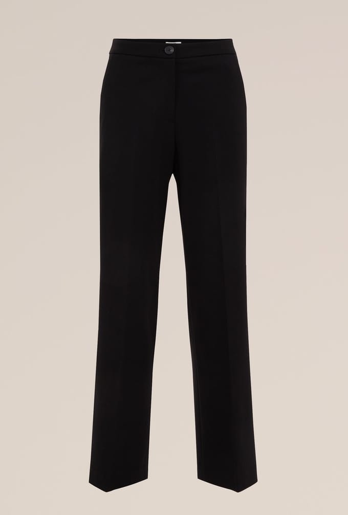 WE Fashion Dames petite wide leg pantalon met stretch
