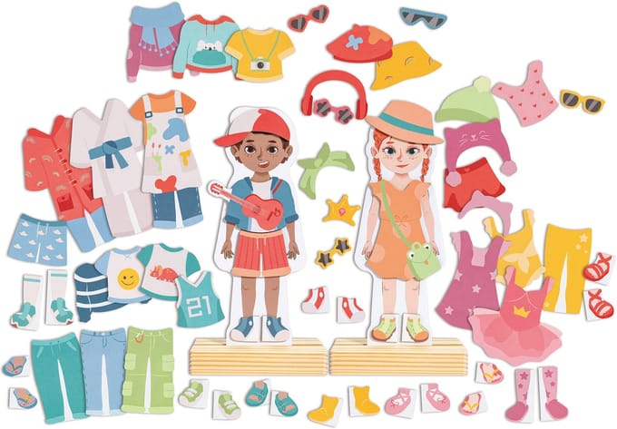 Hape Magnetisch Aankleedpuzzel - Creatief speelgoed voor kinderen van 3 tot 6 jaar, 66 stuks