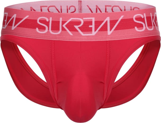 Sukrew V-Brief Jockstrap Deep Coral - Maat S - Heren Ondergoed - Jockstrap met liftend effect