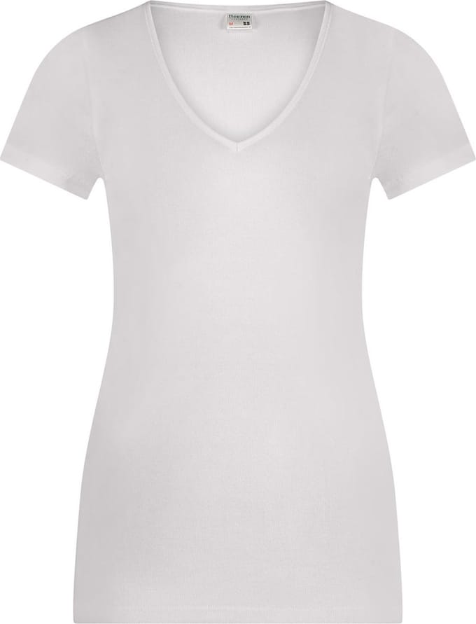 Dames ondershirt Beeren met V-hals en korte mouw M3000 Wit - maat M