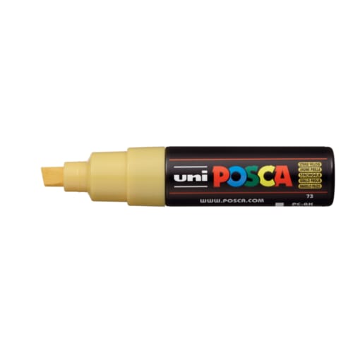Posca marker met schuine punt schrijfdikte breed strogeel