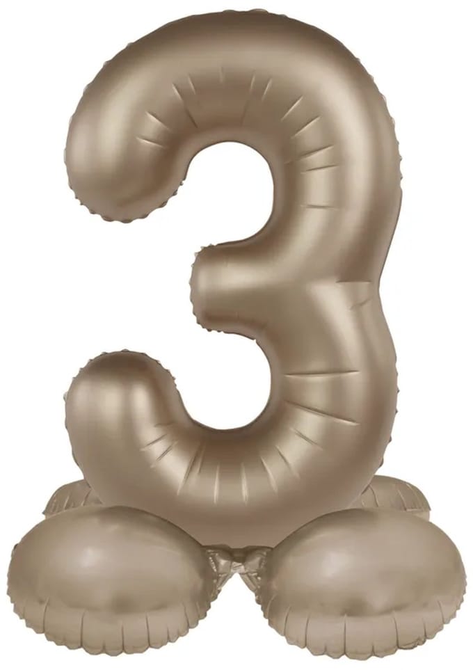 Staande Folieballon Cijfer 3 - Starlight Gold - Satin Gloss - 72 cm