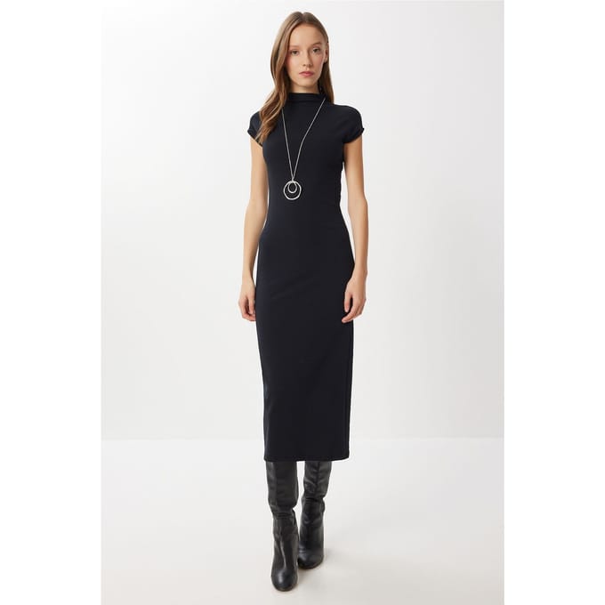 Bodycon midi-jurk met halve turtleneck
