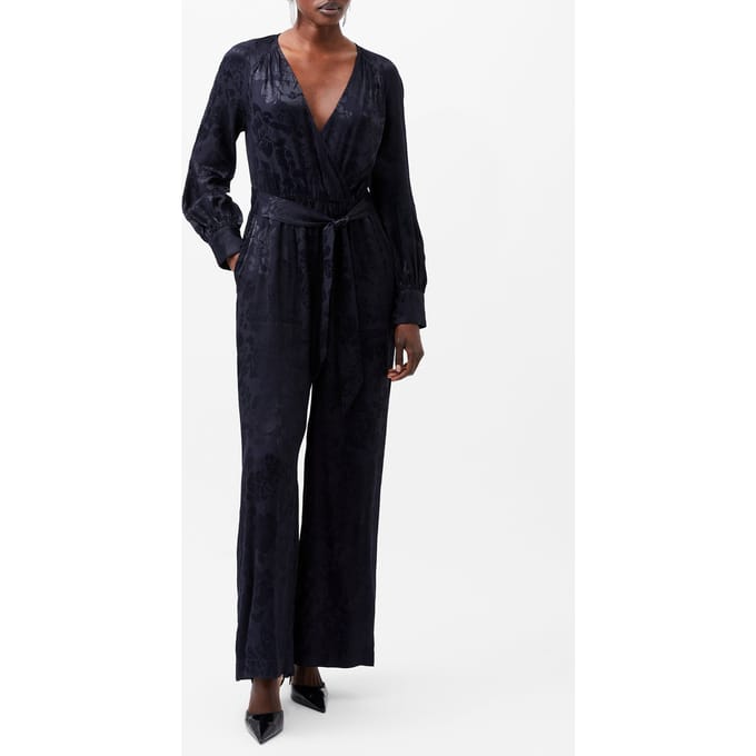 French Connection Arya Satin Jacquard Jumpsuit Marine Taglia: 10 | Tute Outlet | Donna