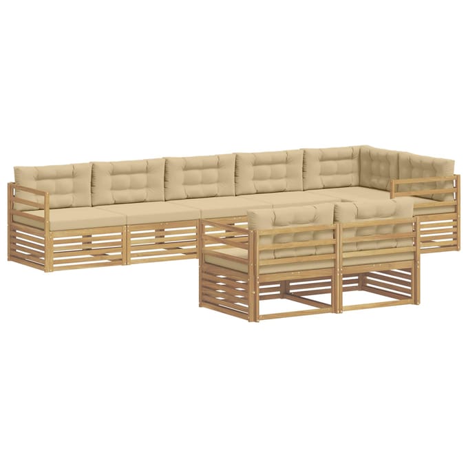 vidaXL - Buiten - bank - set - 8 - st - Wit - en - Beige - Polyester