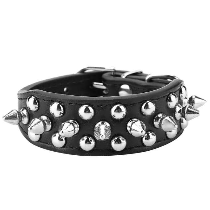 Halsband voor huisdieren Knappe PU Leer Veilig Comfortabel Spijkerhalsband voor honden black