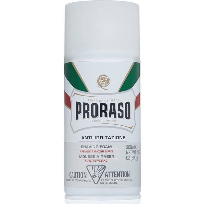 Mousse à raser - PRORASO - Sensible - Peaux sensibles - Avoine apaisante - Thé vert antioxydant - 50 ml