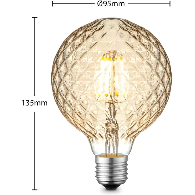 Lucande LED lamp E27 G95 4 W 2.700 K dimbaar amber