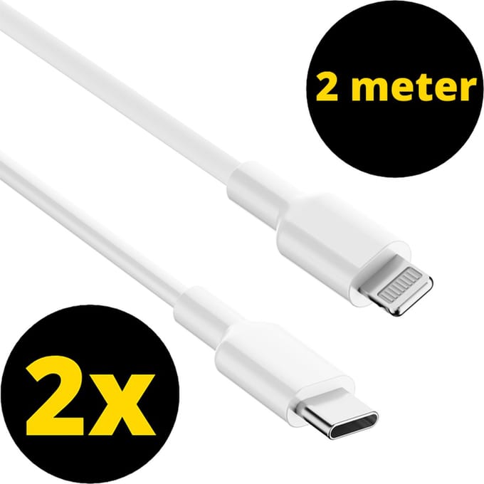 ThunderGold 2x Oplader kabel 2 meter geschikt voor iPhone - Kabel geschikt voor lightning - USB C kabel - Lader kabel