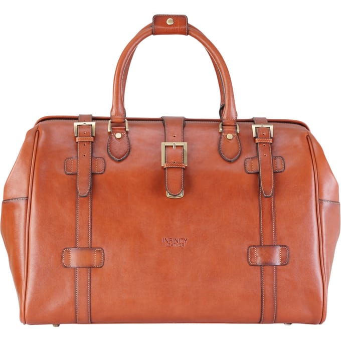 Echte leren bruine reistas met vintage stijl - Windsor