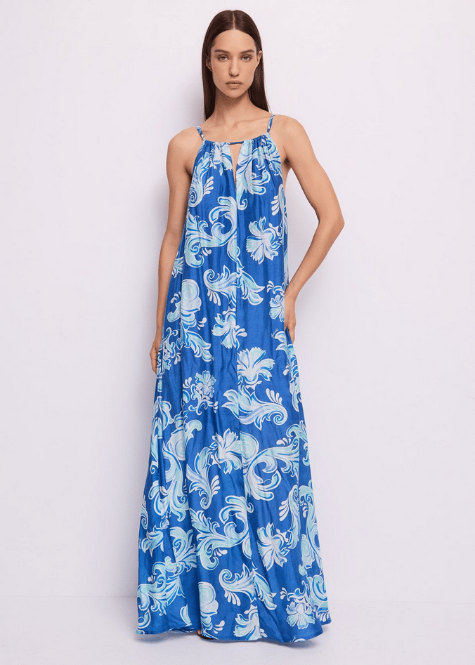 jurk met print vrouw blauw