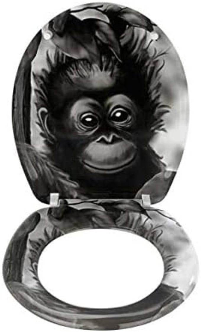 REN® WC Bril met Print - WC Bril - Zwart - 44 cm x 38cm x 3cm