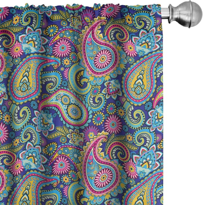 ABAKUHAUS Paisley-gordijnen – 2x75x225 cm – Boho Multicolor