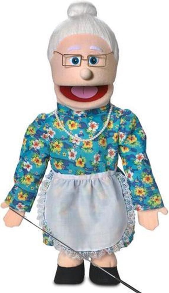 Handpop Grootmoeder Sillypuppets 60 cm' - Handpoppen - Buikspreekpop - Poppentheater - Puppet - Oma