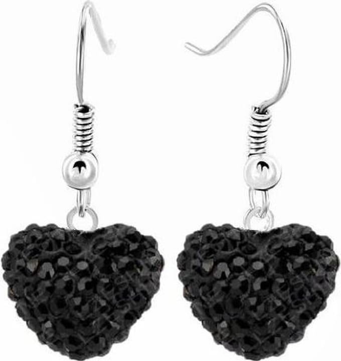 Fako Bijoux® - Oorbellen - Disco Dots - Hanger - Hart - Zwart