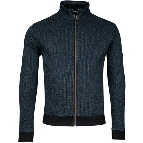 Baileys Vest 2-Tone Jacquard Doubleface Interlock Sweat Cardigan Zip Mid Denim Blue / male
