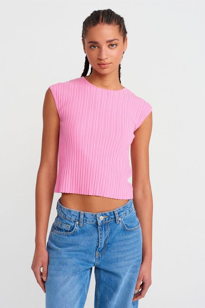Geribbelde Gebreide Cropped Blouse