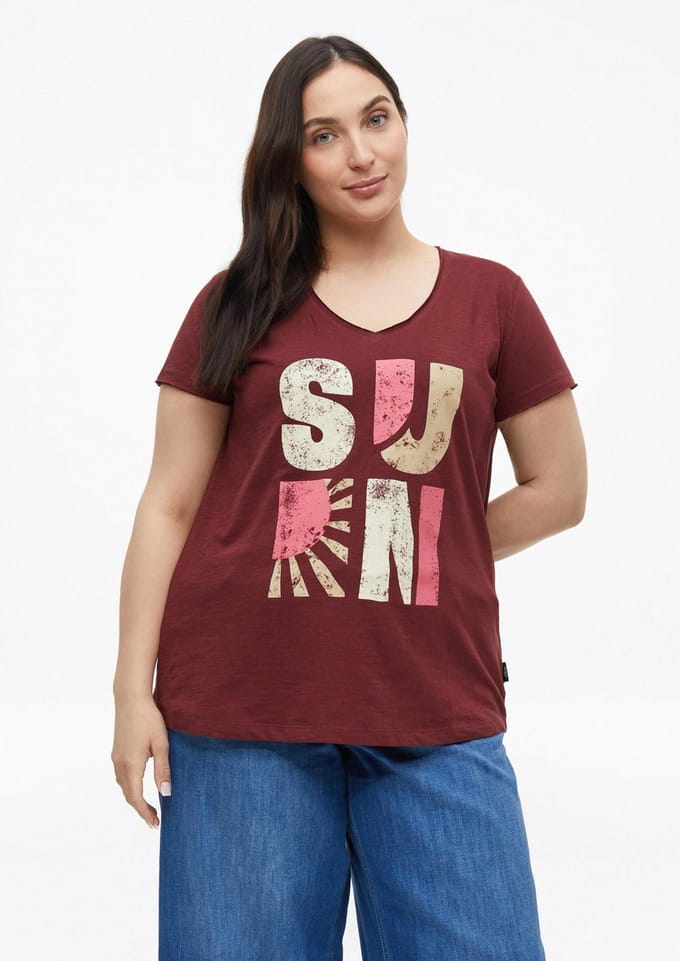 s.Oliver - female - T-shirt met open randen in vlamgarenstructuur