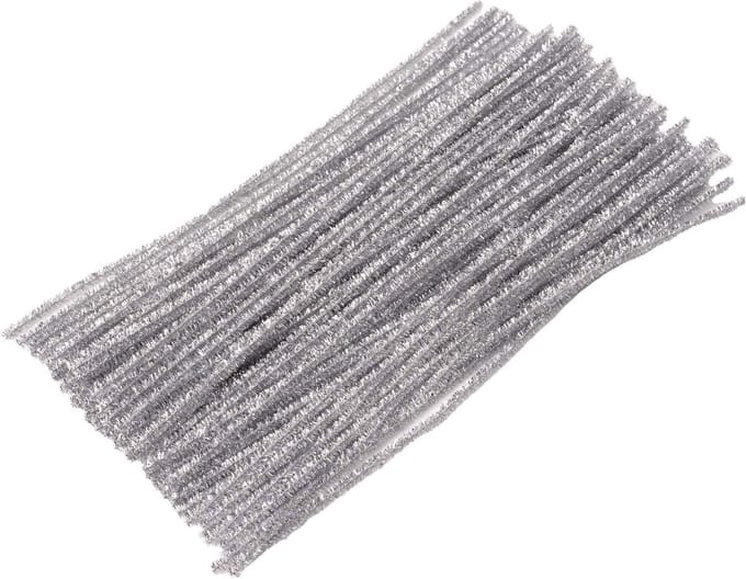 Colorations zilverkleurig metallic chenilledraad knutselmateriaal 100 stuks.