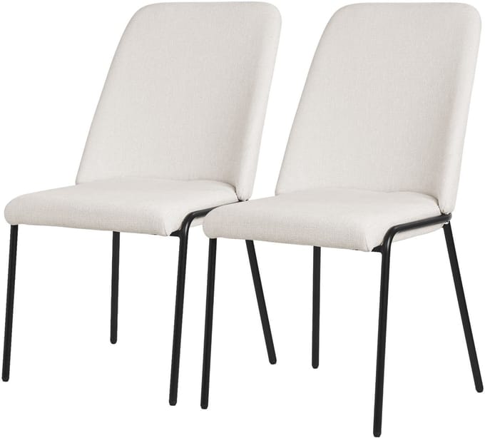 ML-Design beige eetkamerstoelen set van 2 gestoffeerde keukenstoelen comfortabel ergonomisch zachte polyester zitting hoge rugleuning metalen poot modern scandinavisch luxe design woonkamer eethoek keuken stoelen elegant minimalistisch