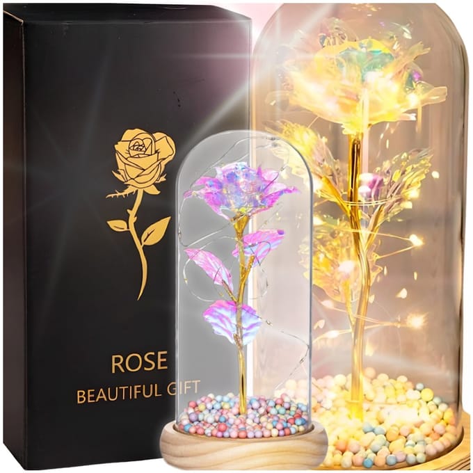 Zolta Serie - Led Glazen Roos - Roze - Decoratief Geschenk