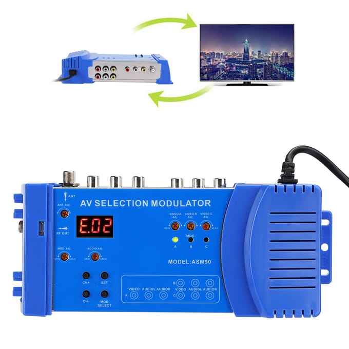 ASM90 Digitale Huishoudelijke Modulator AV Optionele Modulator VHF UHF PAL Standaard Draagbare Converter voor EU Plug blue