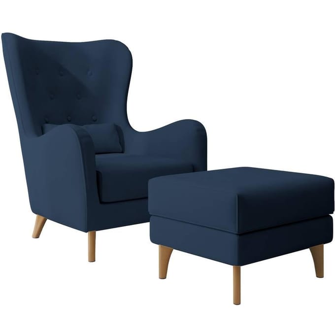 Fauteuil met hocker Casara velvet | NADUVI Collection