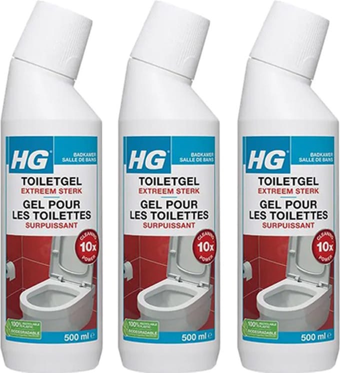 HG toiletgel extra sterk - 3 stuks + gratis KD spons