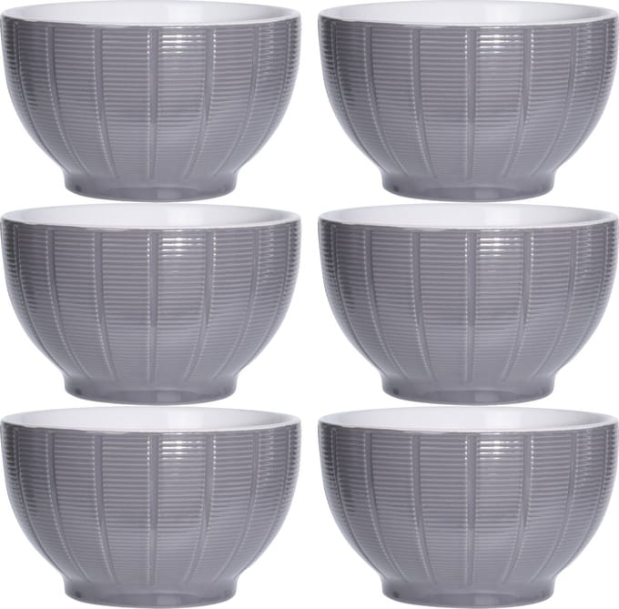 Excellent Houseware Soepkommen/serveer schaaltjes - 6x - Venice- keramiek - D14 x H8 cm - steengrijs