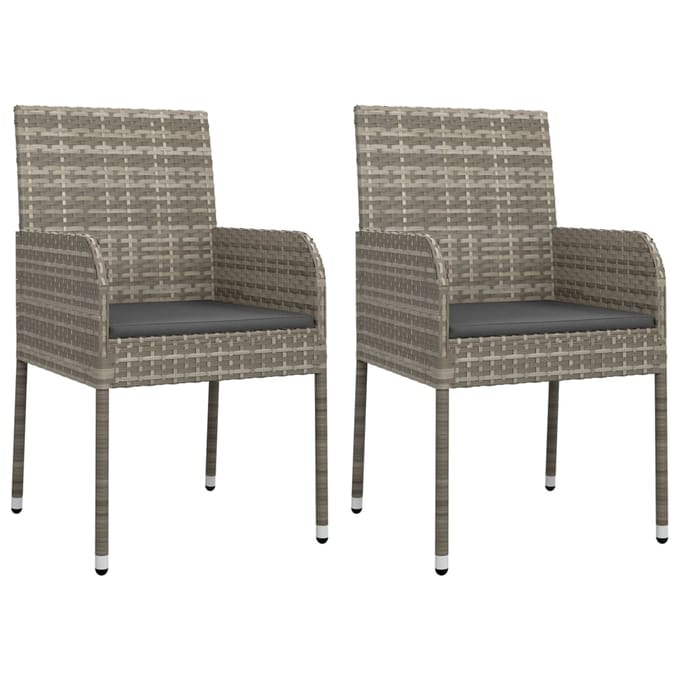 vidaXL - 7-delige - Tuinset - met - kussens - poly - rattan - grijs