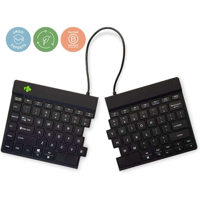 R-Go Tools R-Go Split Break - keyboard - with integrated break indicator - QWERTY - US - black - Toetsenbord - Engels (US international) - Zwart