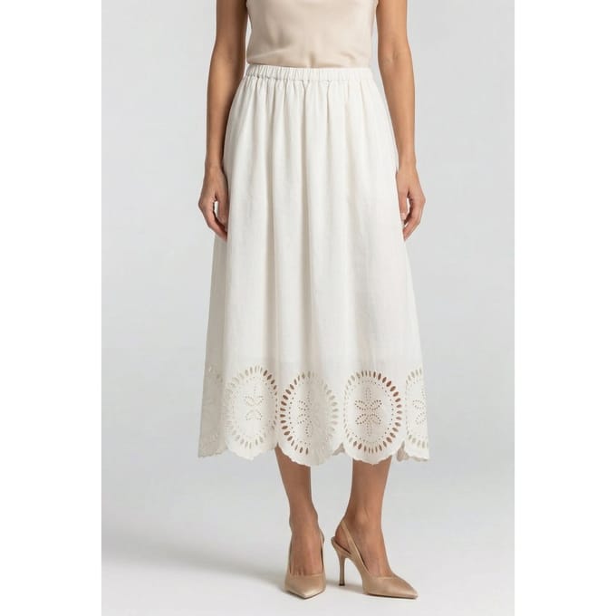 & Other Stories Estella Linen Skirt Speed White Größe: S | Midiröcke Outlet | Damen | Weiß