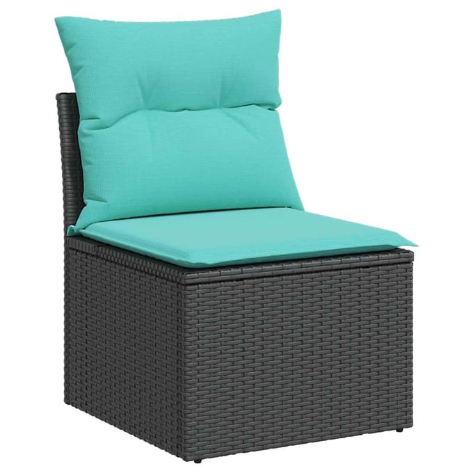vidaXL - 8-delige - tuinbankset - met - kussens, - zwart - polyrotan